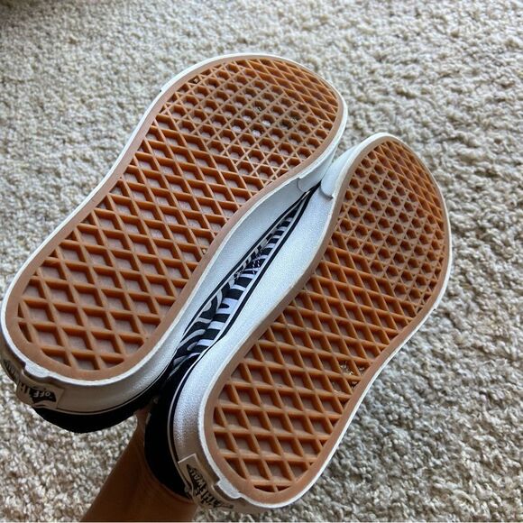 Vans Old Skool Velcro Suede Canvas Black Zebra Sneakers Size 7 - Picture 8 of 8